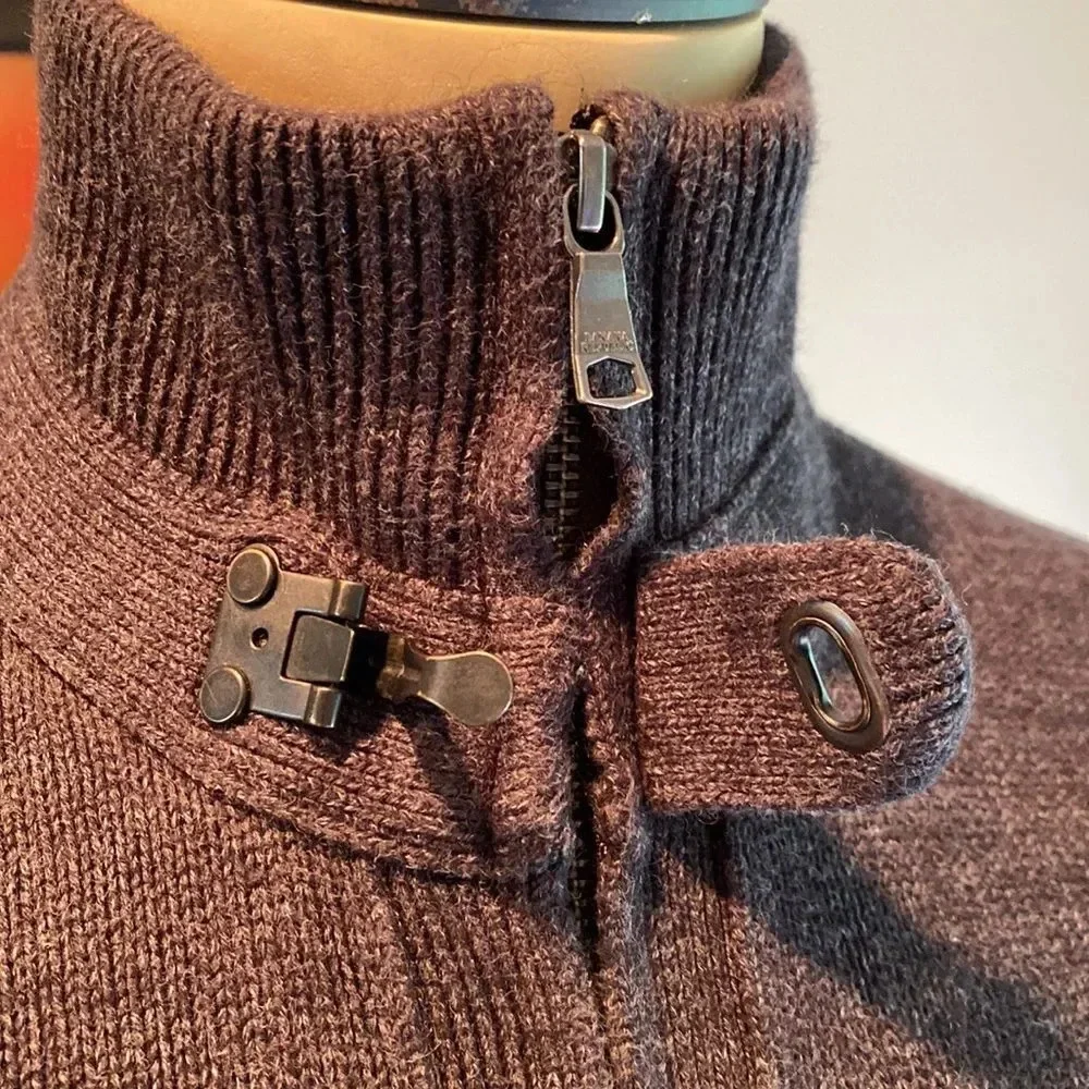 Banana Republic Men Medium knit sweater dark grey cuffed waist wrists pockets